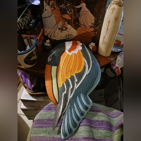 🦅 Tropical Toucan Bird Wall Art Decor🐦 🕊Hand Painted,Vintage Wooden Bird. 🐓 - Picture 7 of 8
